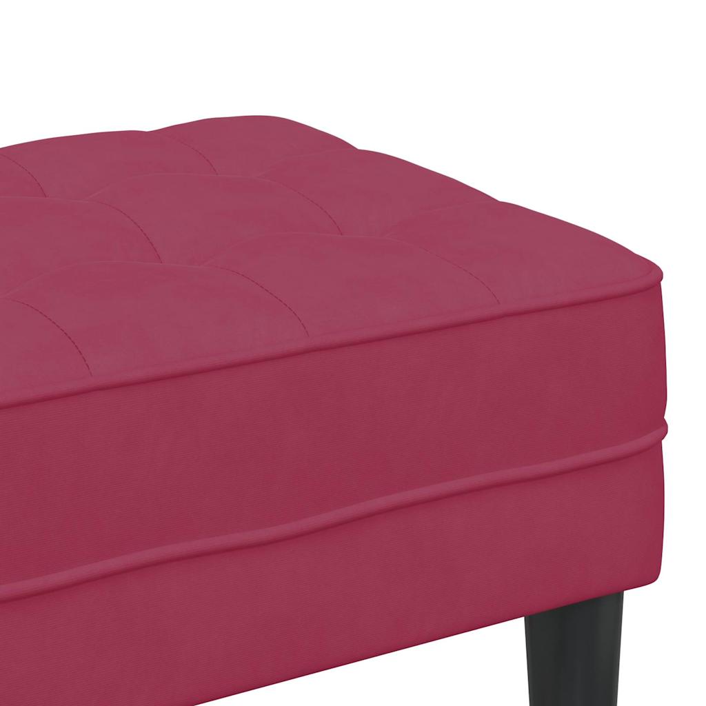 Red Wine Velvet Ottoman with Cushion 113 x 57 x 39 cm