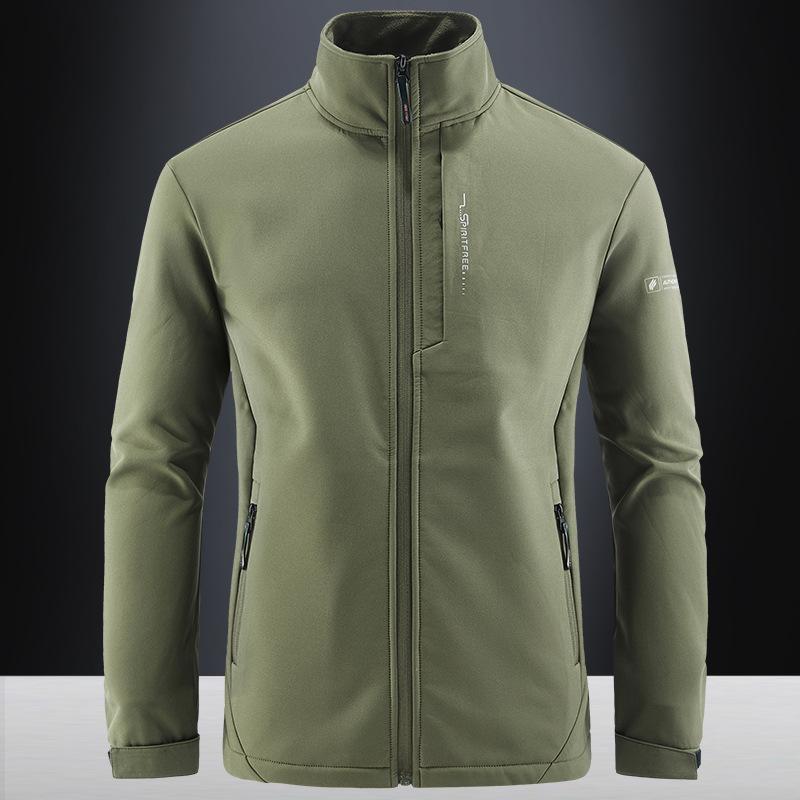 Jacket Soft Shell Jacket Men's Autumn and Winter Hiking Suit Outdoor Casual Double Sided Fleece Fleece Jacket