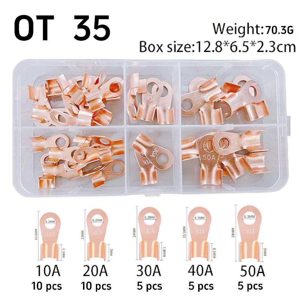New OT-70/80 Copper Open-end Lug Terminal 3-100A Boxed Wire Crimp Fittings