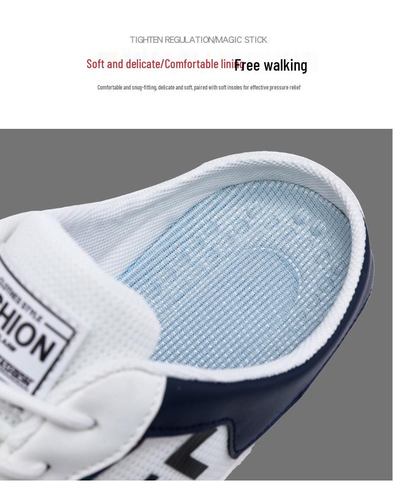 2024 Spring Men's Trendy Korean Style Casual Canvas Moccasins - Versatile Half-Slippers