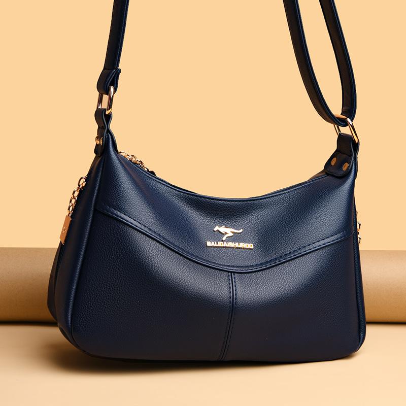 Women's Bag Summer New Large-capacity Soft Leather Messenger Bag Lychee Pattern Retro Fashion Shoulder Bag