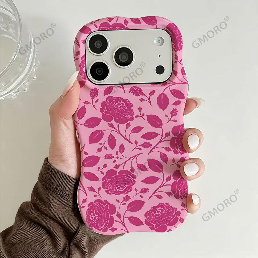Red Rose Mobile Phone Case Apple 15promax Premium Sense Wave 2-in-1 Film Case iPhone17 Women's Model