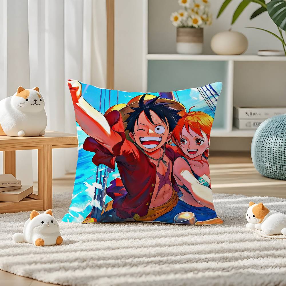 One Piece Four Emperors Yonko Anime Plush Pillow Cover Soft Short Plush Cushion Cover For Sofa Bedroom Home Decor Gift