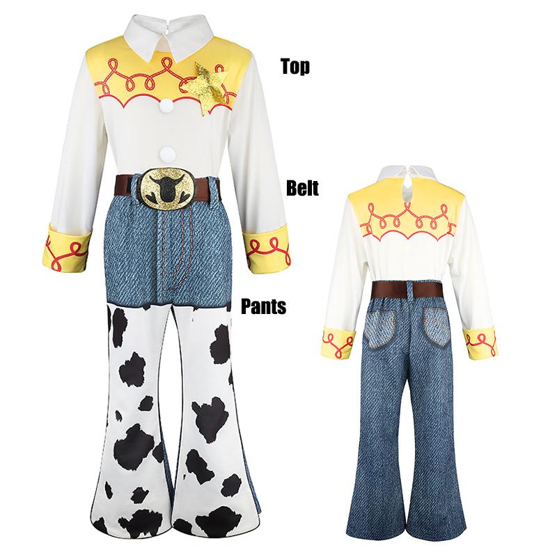 Toy Story Woody Dress Up Costume Kids Cosplay Jessie Top+Pants+Scarf+Belt Sets Girls Halloween Carnival Party Fancy Party Outfit
