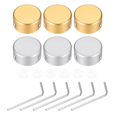 Uxcell Interrupteur au pied Bouton de pédale de guitare Interrupteur au pied supérieur en métal pour pédale d'effets de guitare Toppers, Capuchons, Couvercles argentés et dorés 6 pièces, Boutons 3/8",