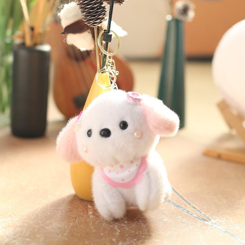 Small Soft Dog Plush Keychain Cute Cartoon Bag Accessory Children Doll Gift