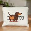 Cute Cartoon Sausage Makeup Bag Women's Toiletries Bag, Student Pencil Case, Portable Zippered Cosmetic Bag Holiday Gifts