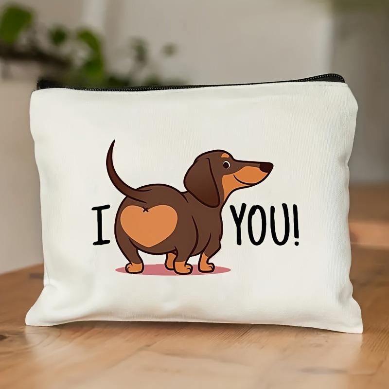 Cute Cartoon Sausage Makeup Bag Women's Toiletries Bag, Student Pencil Case, Portable Zippered Cosmetic Bag Holiday Gifts