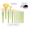 High-Grade Little Daisy 14-Piece Makeup Brush Set: Soft Bristle Powder and Fan-Shaped Highlighter Brushes for Beauty Application.