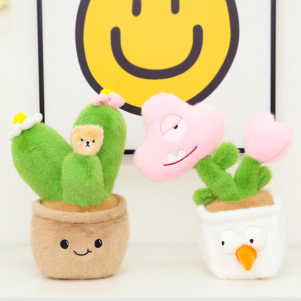 Creative Potted Plant Plush Toy Cute Flower Plush Doll Lifelike Tulip Cactus Cedar Sunflower Plush Stuffed Toys Gifts For Boys Girls