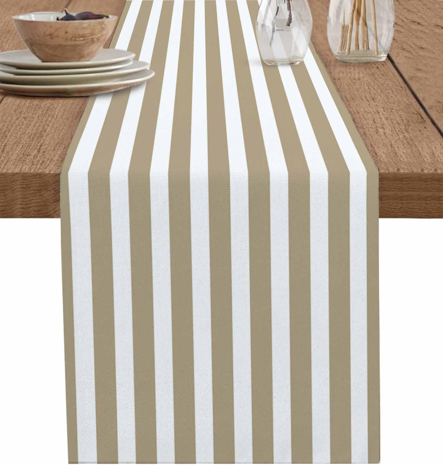 Saliegroene Gestreepte Linnen Tafel Runner Commode Sjaal Decor Herbruikbaar Boerderij Keuken Eettafel Runner Vakantiefeest Decor 150x33cm