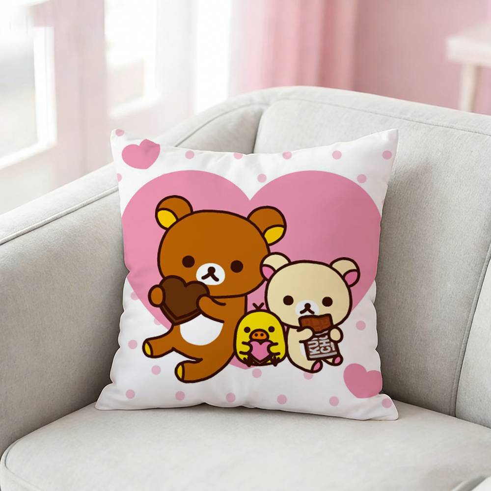 

Cute Rilakkuma White Brown Bear Pillow Case Pattern Printed Pillowcase For Living Room Sofa Cushion Cover 30x30cm