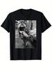 Funny Cat Steals Fish Market Black & White Meme T-Shirt Unisex 100% Cotton