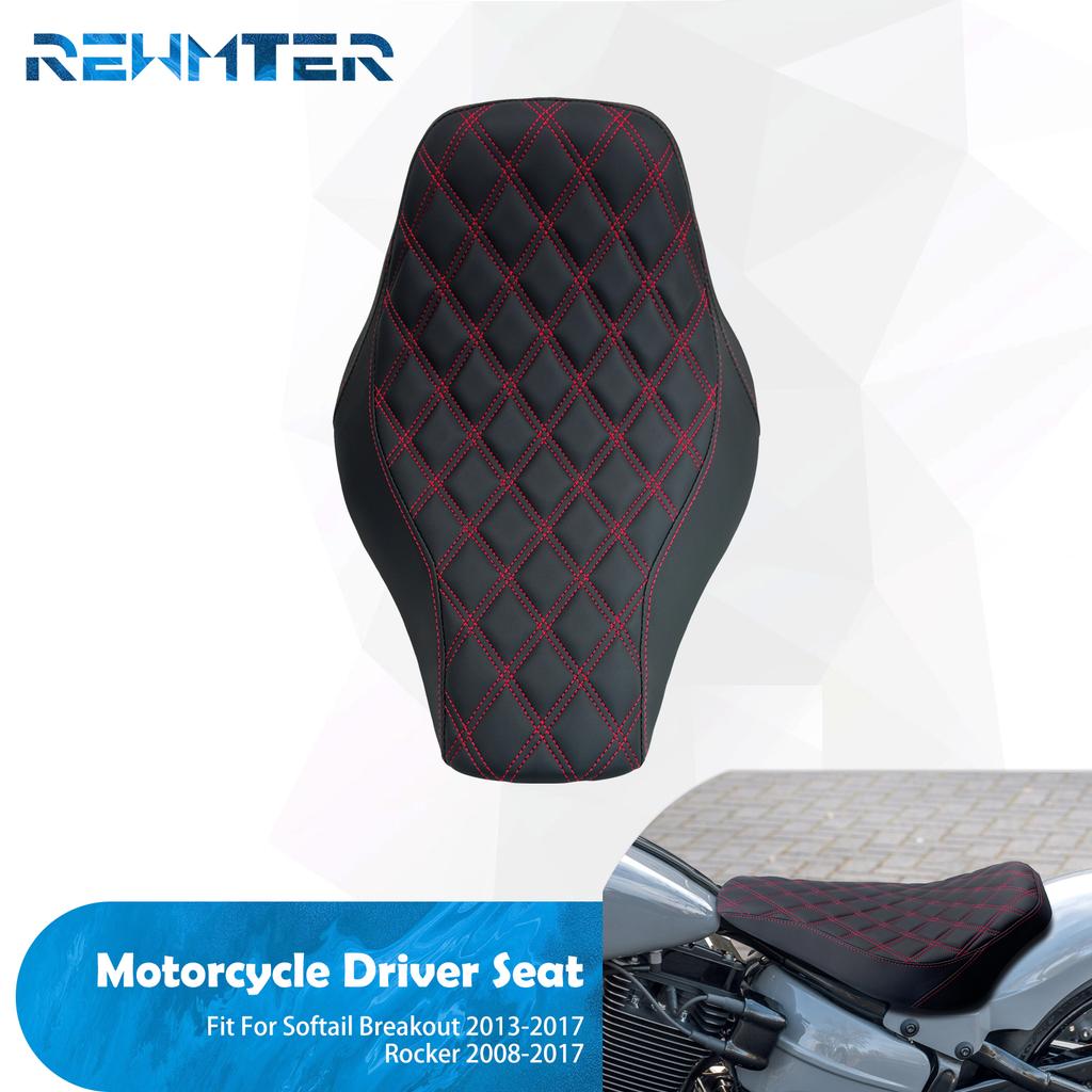 Motorcycle Driver Seat Front Solo Diamond Cushion For Harley Softail Breakout FXBR Rocker FXCW 08-2017 Leather Low Profile Seat
