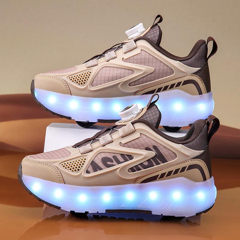 Scarpe da ginnastica Binle Bird Luminous con rotelle per bambini: Scarpe da ginnastica sportive removibili a quattro ruote per ragazzi e ragazze