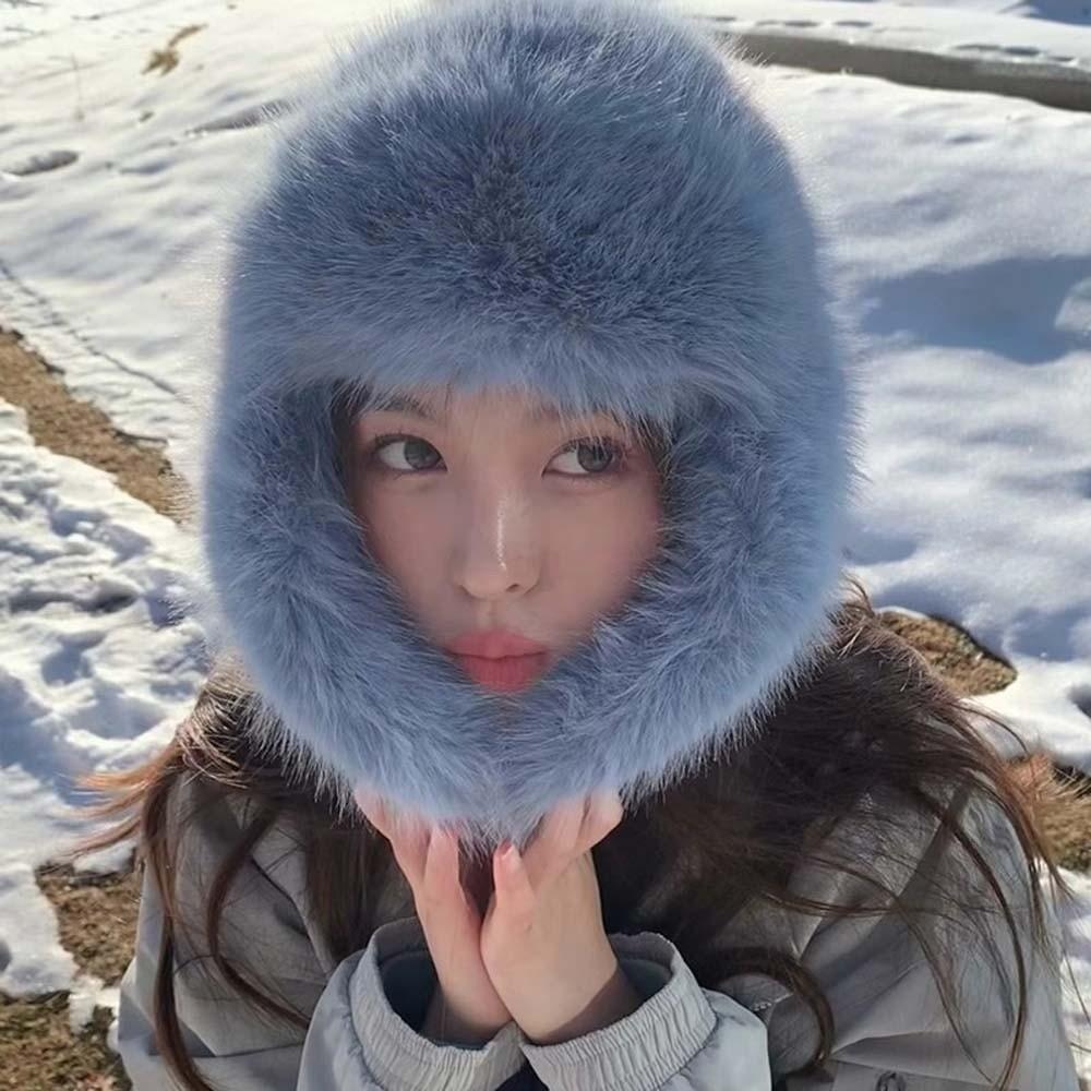 Warmer Men Women Pilot Hat Solid Color Ear Protection Hat Lamb Fur Cap Faux Fur Pilot Cap  Men