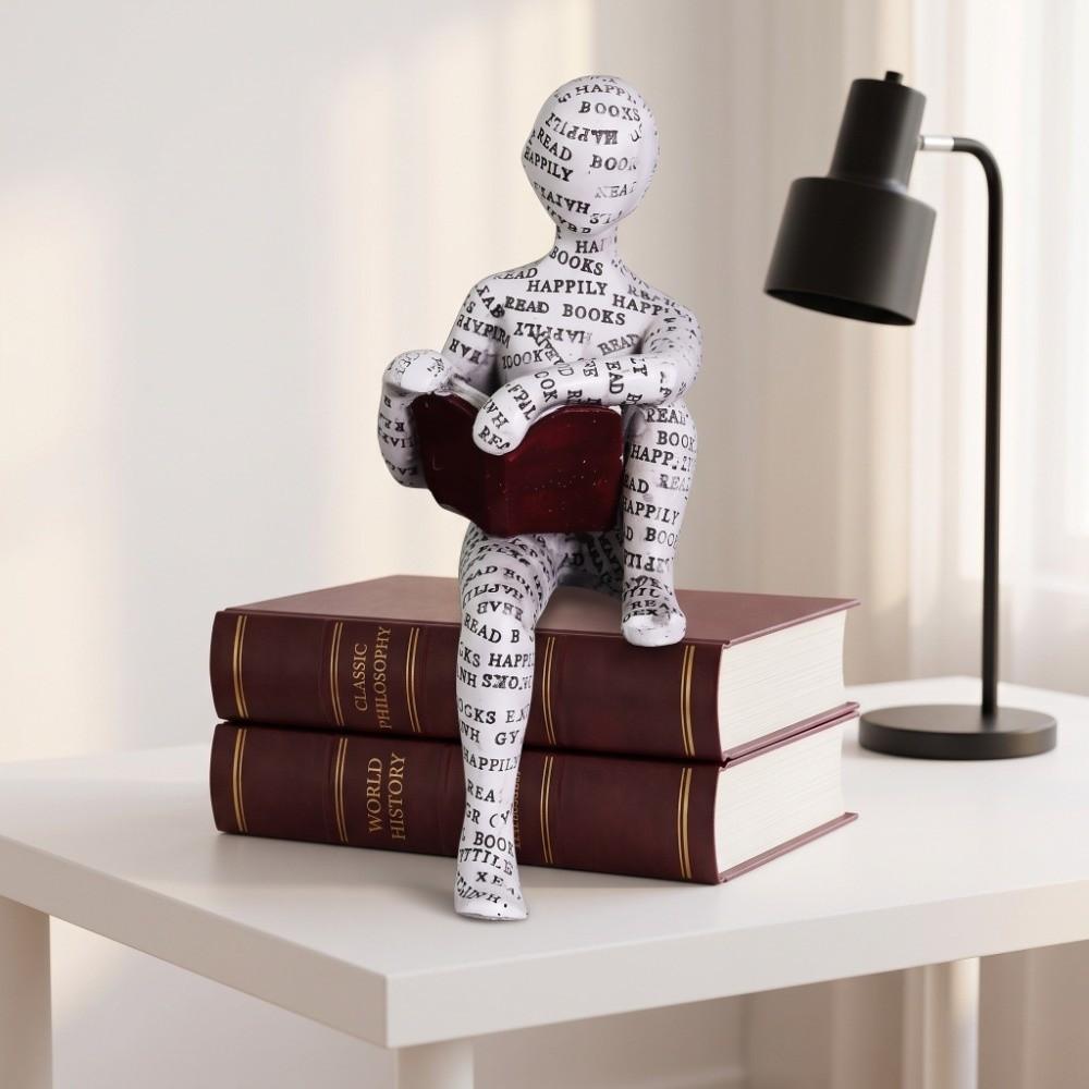 Simple Abstract Reading Character Carving Resin Reading Person Bookshelf Ornament Sitting B