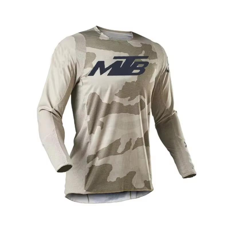 Breathable MTB Long Sleeve Shirt Gradient Print Mountain Bike Dirt Bike Family Riding Jersey