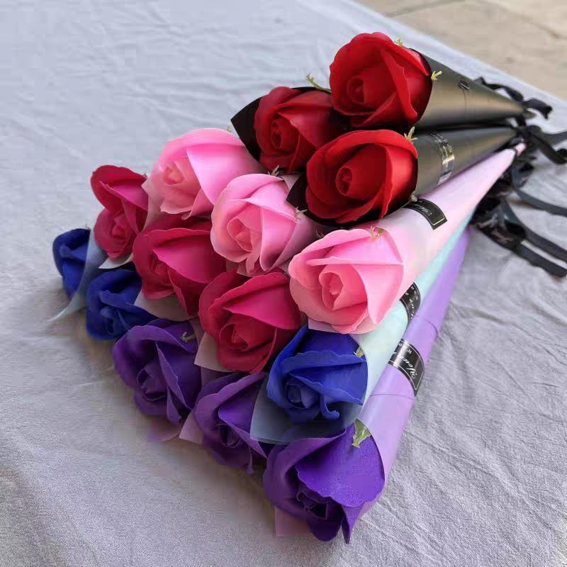 Artificial Soap Rose Bouquet Little Bear Soap Flower Diy Flower Bouquets Wedding Mother'S Day Valentine'S Day Gift Souvenirs