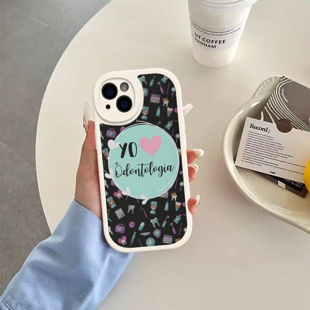 

Cute Dentist Teeth Leather Phone Case For IPhone 16 16e 15 14 13 12 11 Pro Max Plus Mini Cover iPhone 15 pro