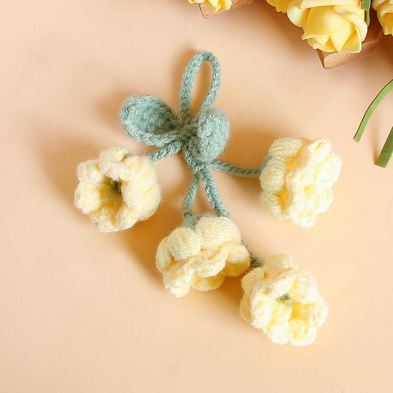 Lily of the Valley Woolen Bag Charm with Preserved Flowers – Girlish Heart Keychain Gift