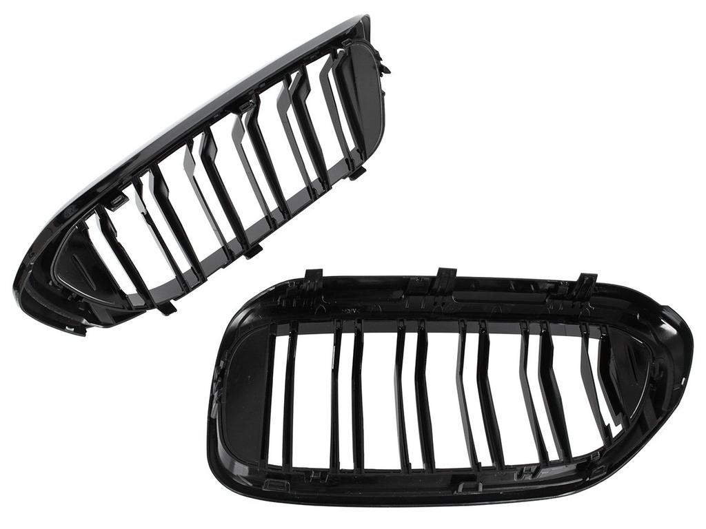 BMW 5 G30 / G31 2017- grile între faruri (rinichi) set stânga + dreapta NEGRU LUCIOS DUBLU BARE