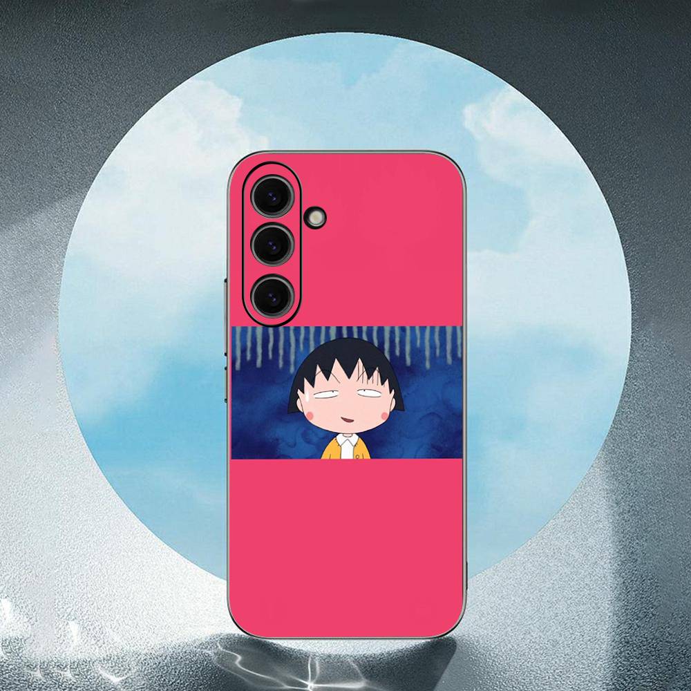 Cute Anime Sakura Momoko -O For Samsung Galaxy S25 S24 S23 Ultra S22 S21 Plus S20 Black Soft Silicone Protective Case