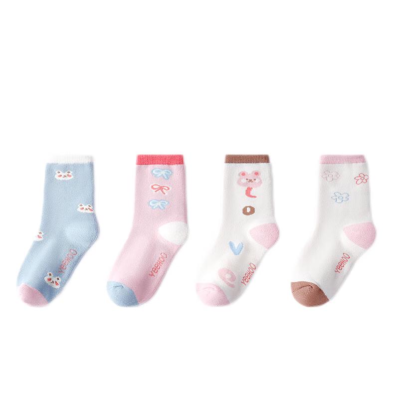 YEEHOO Kids  Winter Thick Terry Cotton Socks (4-Pair Pack) L