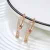 Women 585 Rose Gold Chic Earrings Natural Zircon Long Drop Earrings