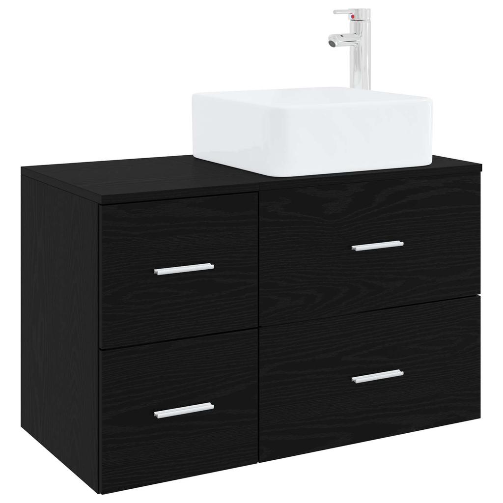 Bathroom Furniture Set 2 Pcs Black Oak Wood Based Panel