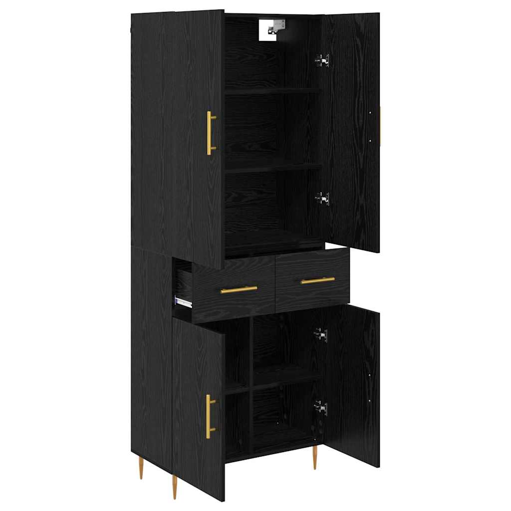 Highboard Black Oak Effect 69.5 x 34 x 180 cm Engineered Wood