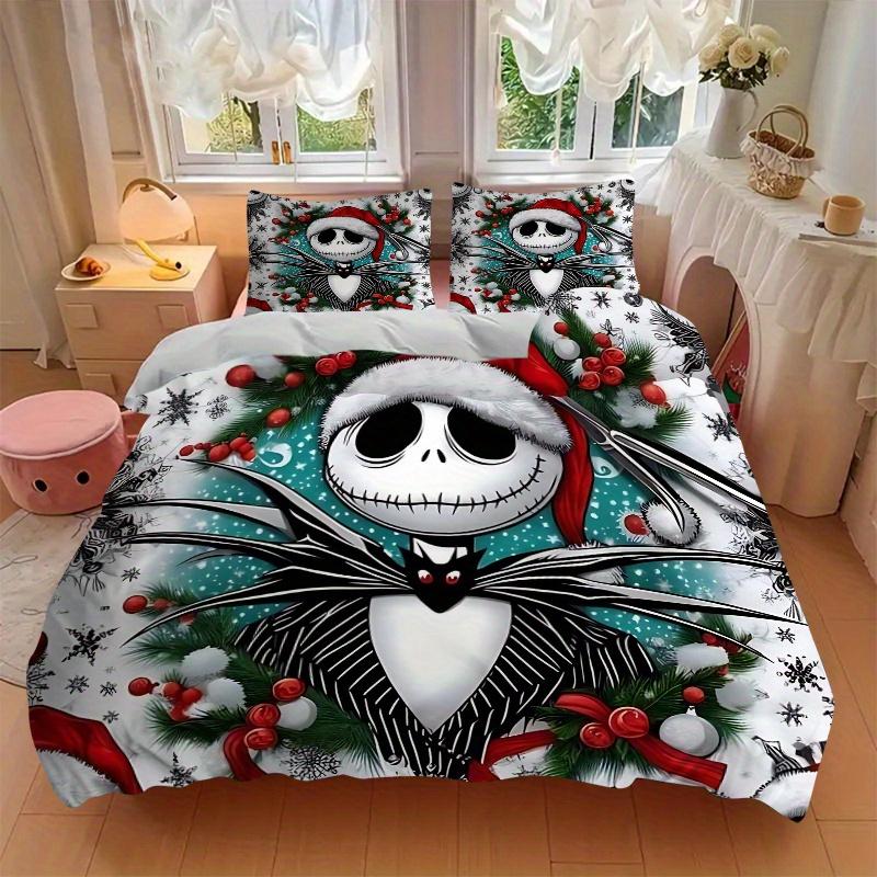 3pcs Christmas Jack Bedding Set Includes Quilt Cover and Pillowcases, Suitable for All Seasons B006