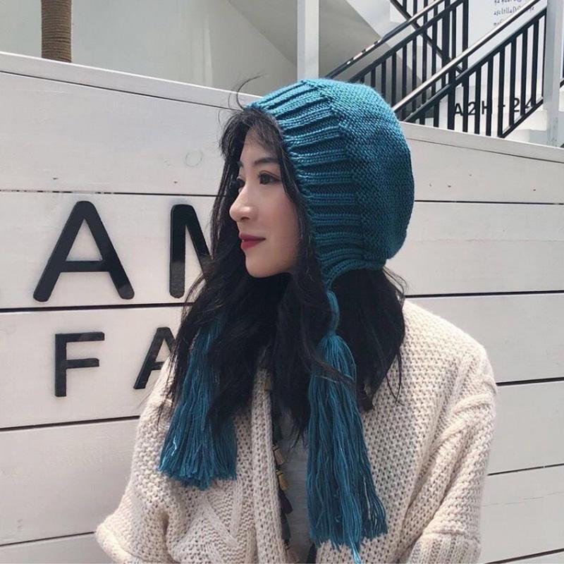 1Pc Stylish Women Hat Long Braids Winter Thick Knitted Hat Ear Flap Crochet Beanie Hat YSL