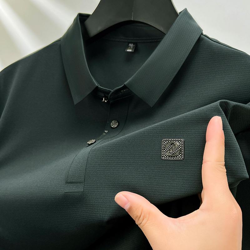 Lapel Polo Shirt Men's Cool Half-sleeved Top Summer New Casual Ice Silk Short-sleeved T-shirt Men's Bottoming Shirt