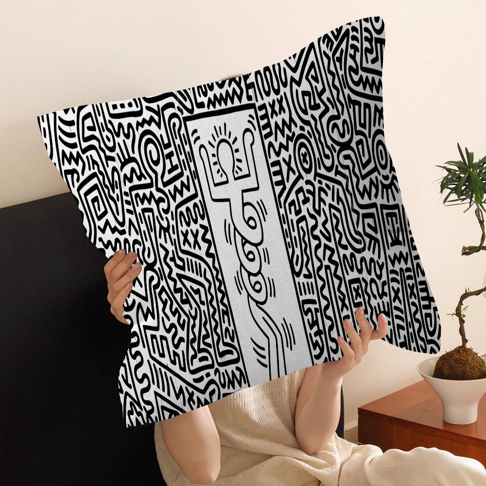 Retro Abstract Cartoon K-KeithS Pillow Anime Pillow Sofa Bed Head Pillow Cover Cushion Cover 45x45 Cm Fashion
