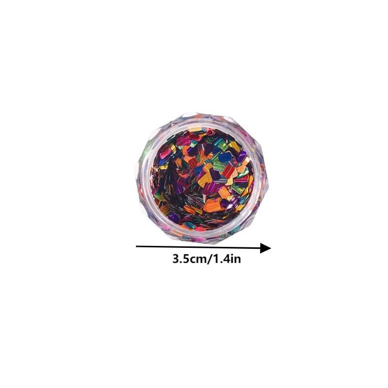 1Jar Colorful Iridescent Laser Nail Glitter Decoration Mixed Colors Sequin Flakes Manicure Accessories Diy Nail Art Design