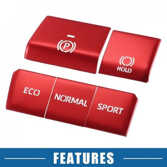 5 PCS Handbrake Drive Mode Button Metal Cover Trim for Toyota RAV4 - Red