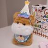 Cute Big Face Cat With Birthday Hat Fruit Cake Snack Bib Decor Kawaii Grey Orange Cats Kittens Plushie For Kids Birthday Gift