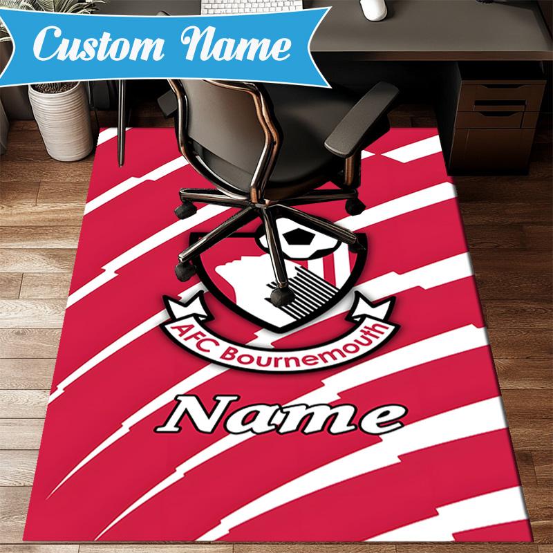 Custom Name Bournemouth Crest Rug Game Carpet, Floor Mat for Bedroom Living Room Entryway Rug, Home Decor Idea Gift for Christmas Birthday