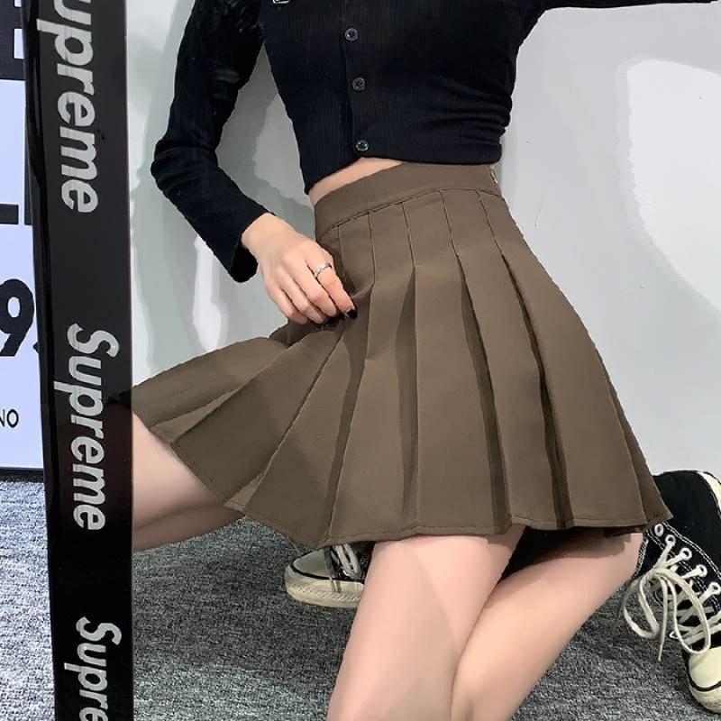 pleated skirt women's college fresh temperament high waist thin versatile Korean version slim skirt spring and autumn fashion a word solid color