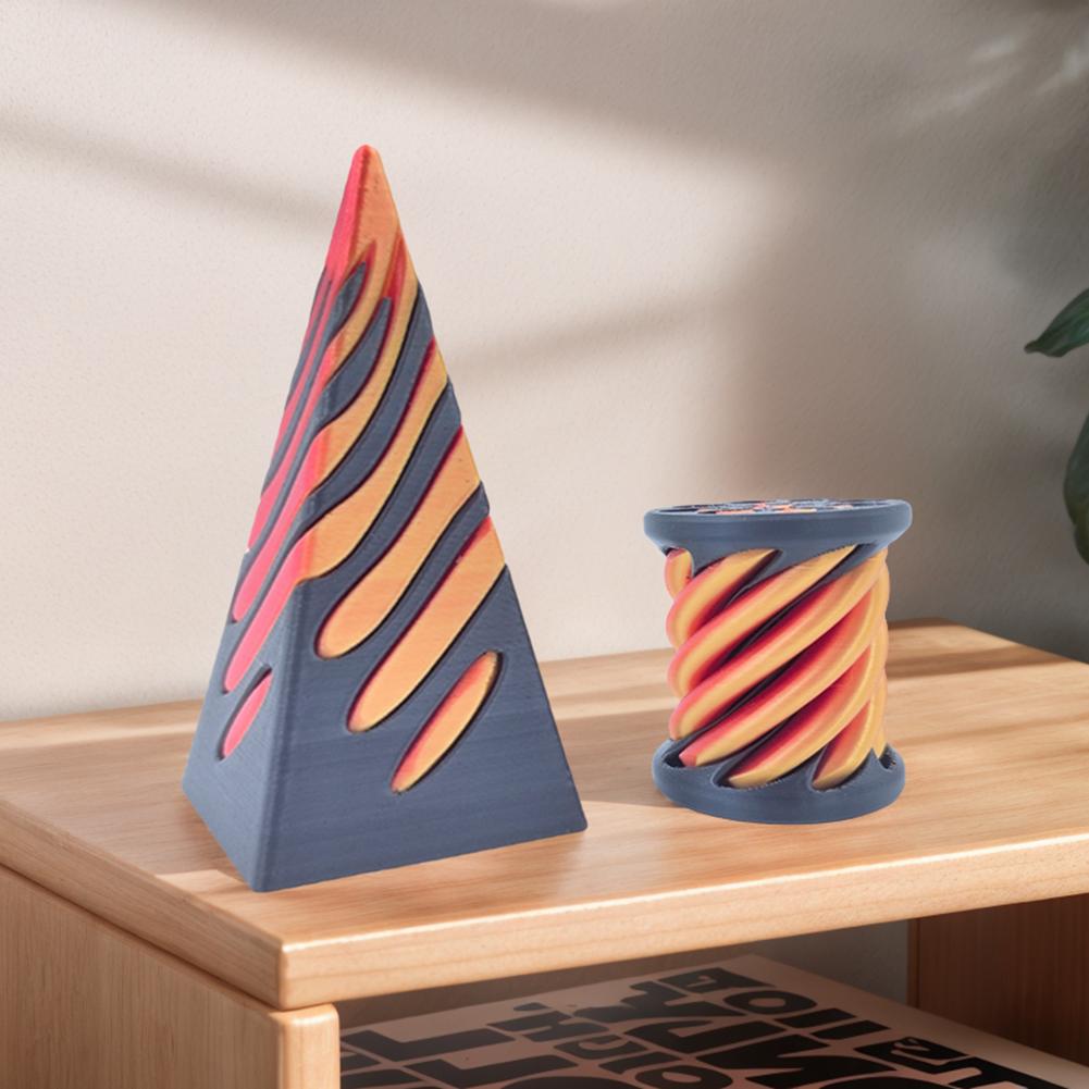 2pcs Fidget Toy Stress Relief 3D Printed Spiral Cone Toy Impossible Pyramid Passthrough Sculpture Desk Toy for Kids and Adults