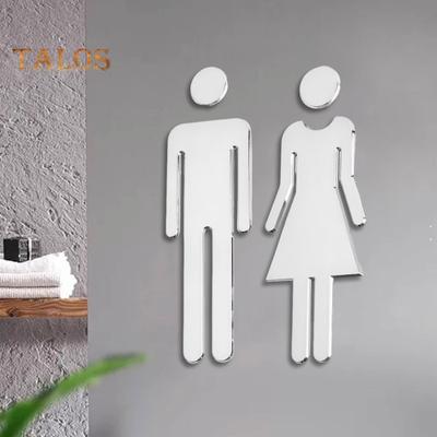 2 Stück Acryl Badezimmerspiegel Schild Selbstklebend Toilettentür Toilette 3D Männer Frauen Schild Business Restaurant Büro Hotel Waschraum Wandidentifikation