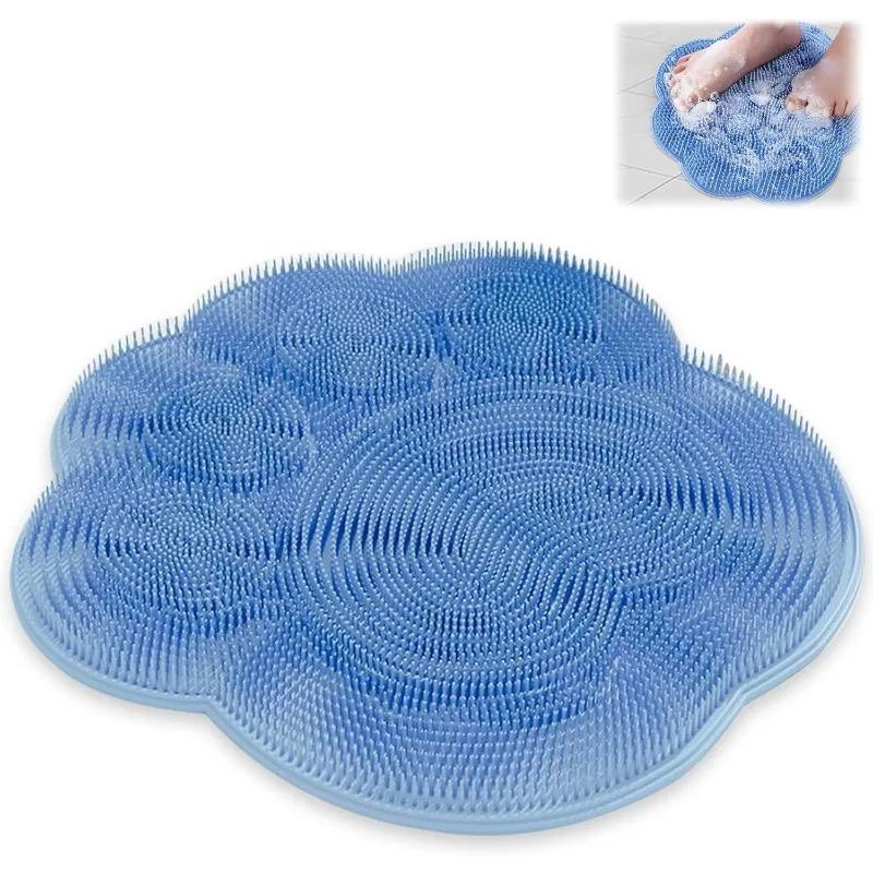 1pcs Bathroom Use Silicone Non-slip Foot Basin Cleaning Pad, with Suction Cup for Exfoliation Shower Head Massage Bath Brush