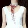 Gotischer Y2k Subkultur Blutstropfen Imitation Kristall Quaste Weißes Seidengaze Choker Halskette für Damen Hallowmas Party Schmuck