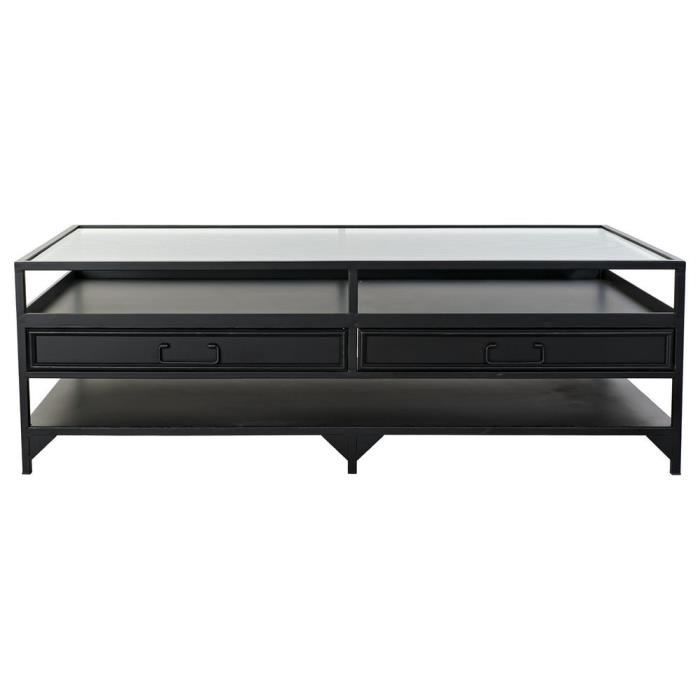 Table basse - Loft - Noir - Métal - Verre