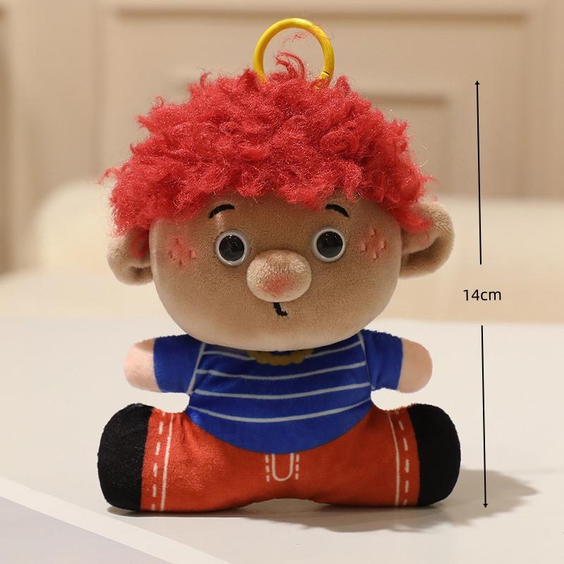 Cute Curly Hair Family Plush Keychain Toy Cartoon Figure Stuffed Doll Bag Hanging Decoration Kids Accessory Gift