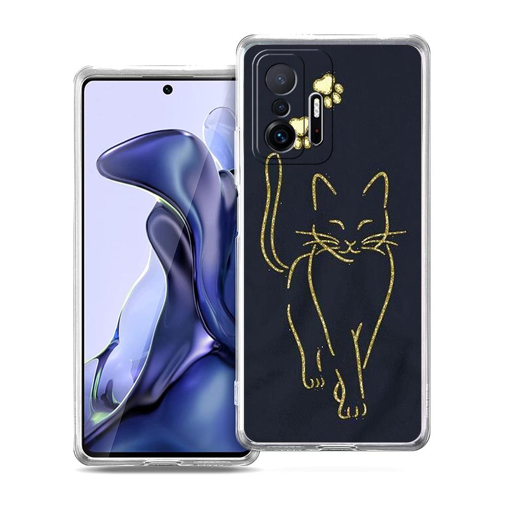 Transparent Phone Case for Xiaomi Mi 14 13 12 11 Ultra 13T 12T 11T Poco X3 NFC F3 F6 Pro Lite 5G Soft TPU Cute Line Cat Pattern