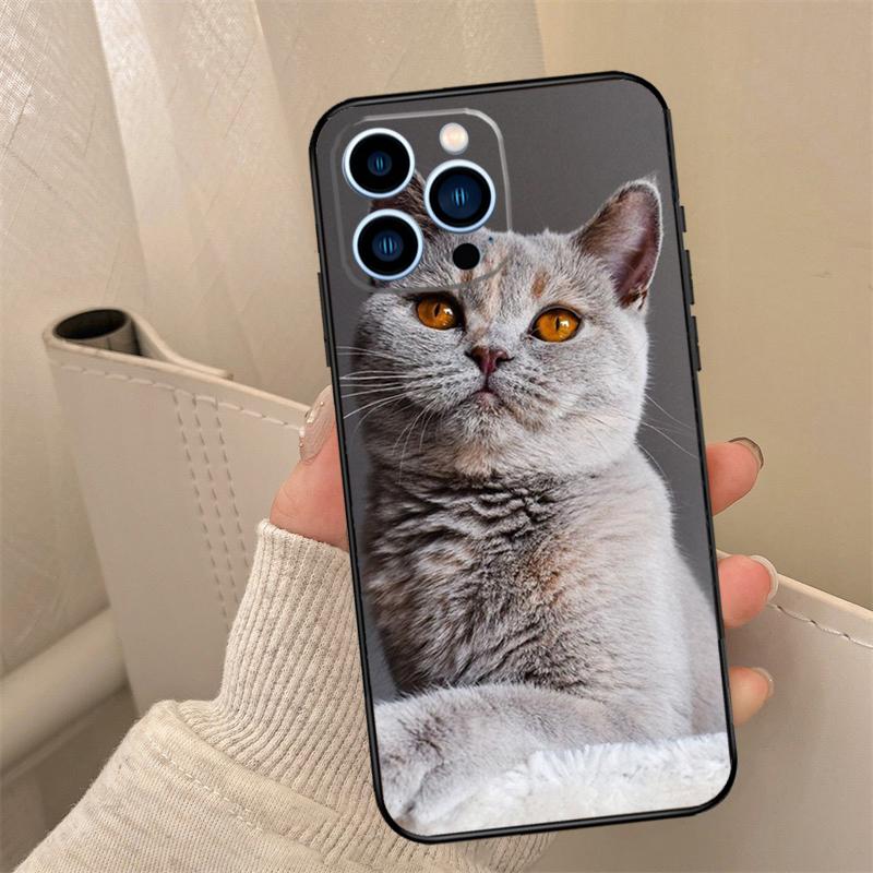 British Shorthair Cat Phone Case For iPhone 16 15 14 11 12 13 17 Pro Max Mini 15 16 Plus 16e 17 Air Cover Coque