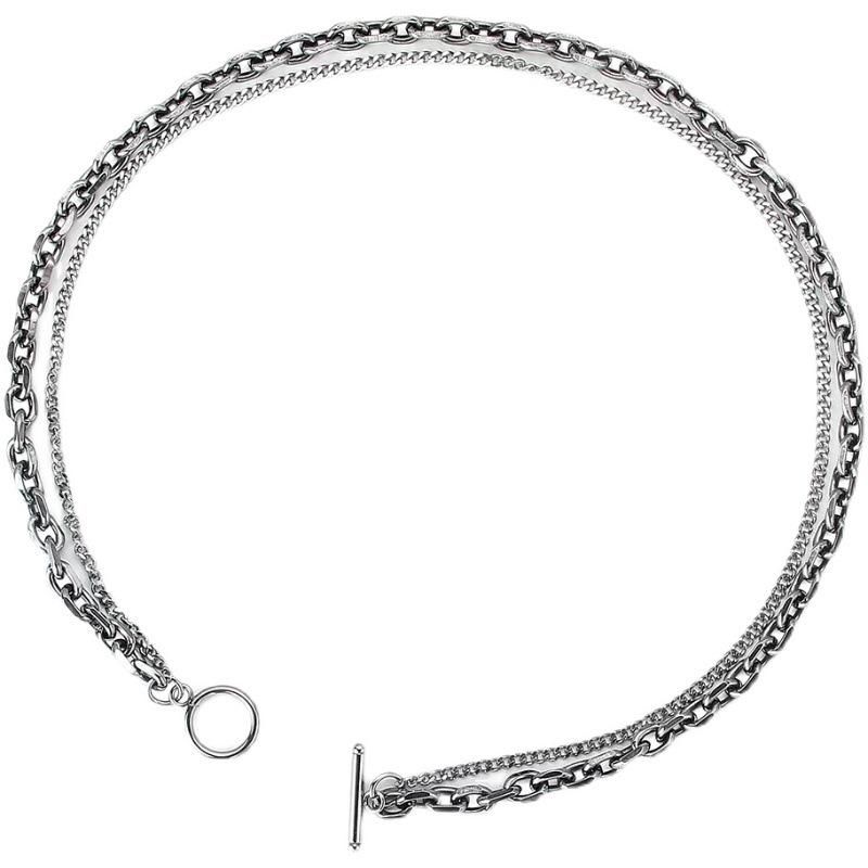 Trendy Minimalist Titanium Steel OT Buckle Necklace: Japanese Korean Fashion for Men and Women, Clubbing Hip Hop Chain Jewelry