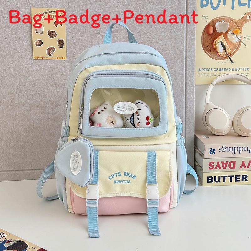 Childrens Backpack For School With Nylon Material And Colorblock Design For Girls